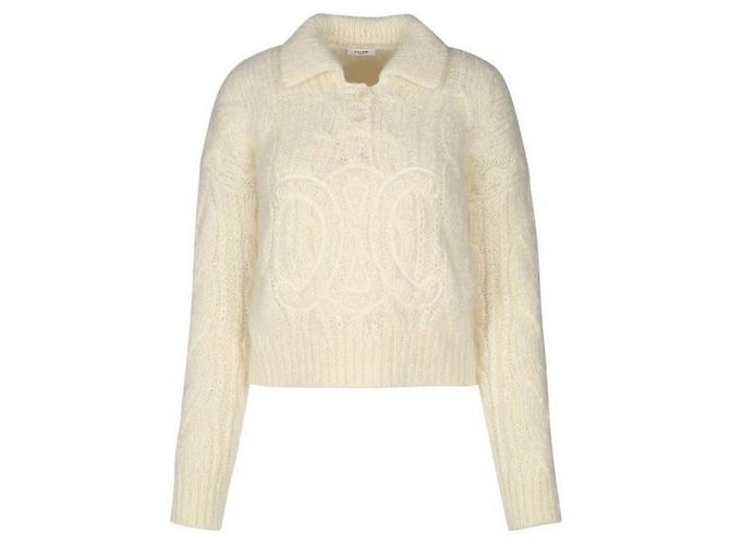 Céline Pullover aus Mohair und Wolle Weiß 