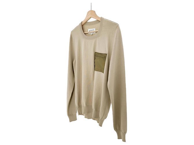 Maison Martin Margiela Maison Margiela Herren T-Shirt mit Taschenpatch Beige Braun