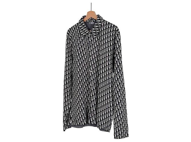 Dior Camisa de malha oversized em gabardine jacquard oblíqua preta Preto