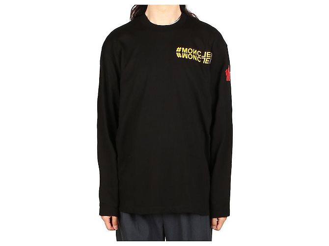 Langarm-T-Shirt mit Moncler Grenoble-Logo Schwarz