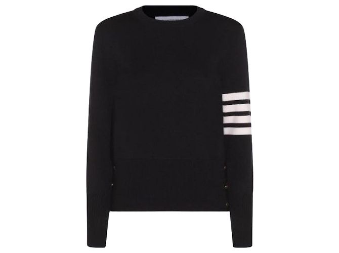 Thom Browne Klassischer Pullover aus Milano-Wolle Blau