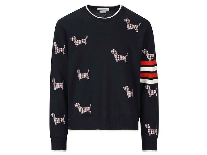 Thom Browne Wollpullover Relaxed Hector Blau 