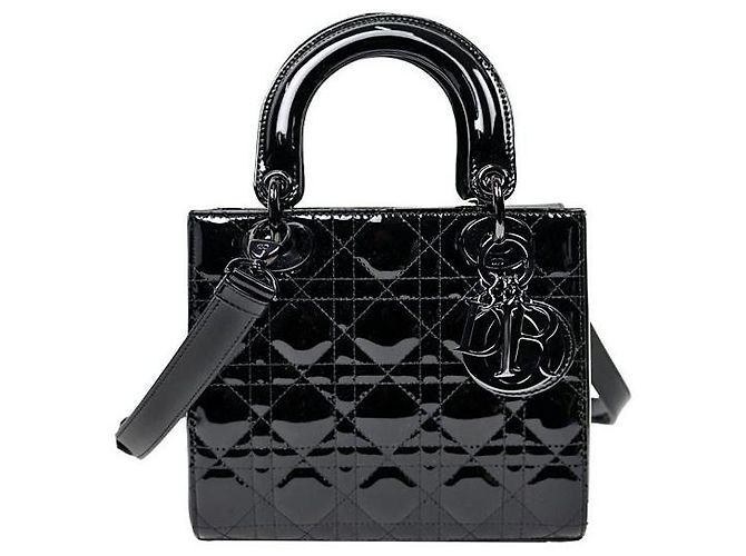 Dior Schwarze Lackhandtasche
