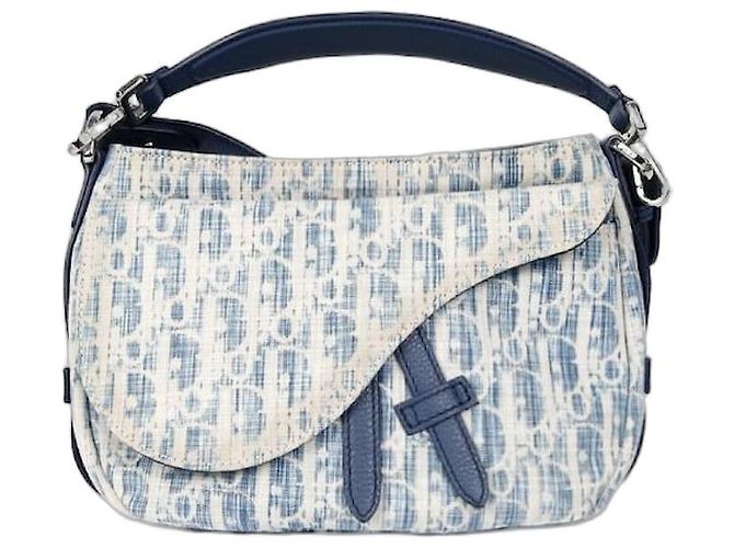 Saddle Dior Borsa a sella obliqua blu cielo