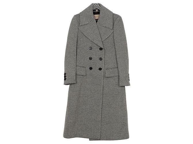 Burberry Herringbone Tailored Coat Size Black