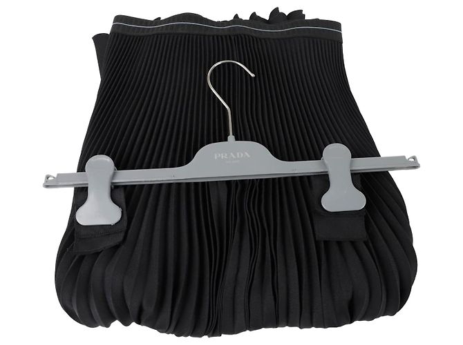 Prada Falda plisada con logo Banding Negro