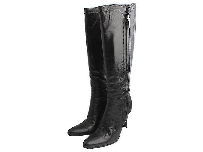 Fendi Black Leather Long Boots