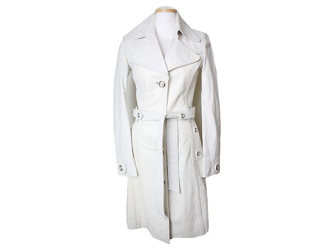 Dolce & Gabbana Dolce Gabbana White Goatskin Long Coat