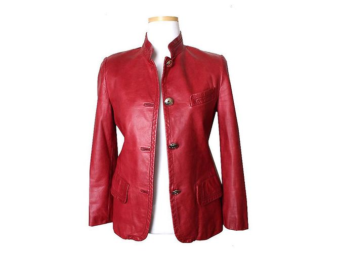 Gucci Jaqueta de couro vermelha Vermelho