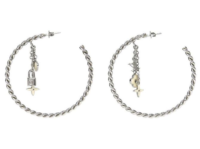Louis Vuitton Orecchini a cerchio in argento con monogramma