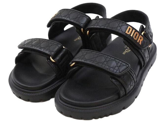 Dior Act Sandale aus gestepptem Cannage-Leder Schwarz