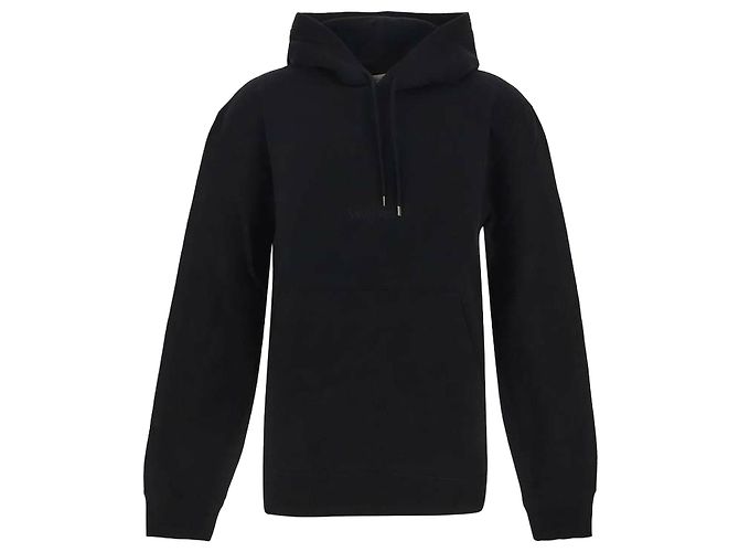 Saint Laurent Moletom com capuz e logo Preto