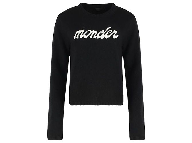 Moncler Pullover mit gesticktem Logo Schwarz 