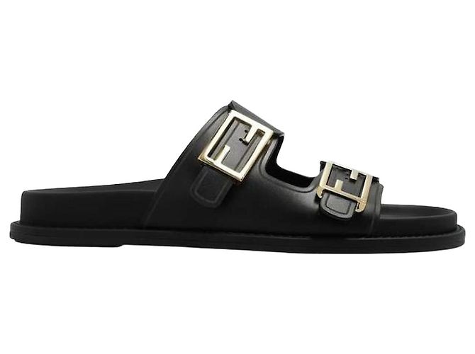Fendi Leather Slide Black