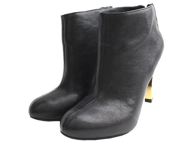 Tory Burch Gold Heel Ankle Boots Black