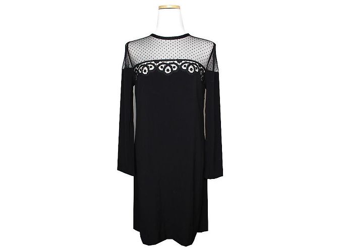 Sandro Vestido negro transparente 