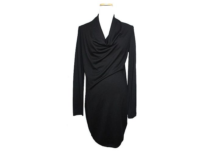 Vestido drapeado preto Helmut Lang Azul