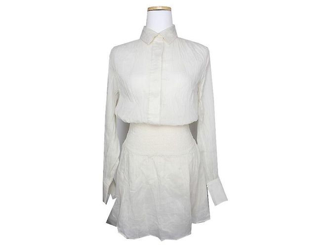 Rag & Bone Vestido de Chiffón de Seda de Algodón Off-White Blanco