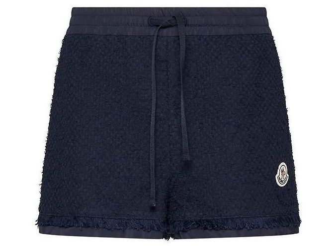 Moncler Bermuda de algodão com patch de logo Azul