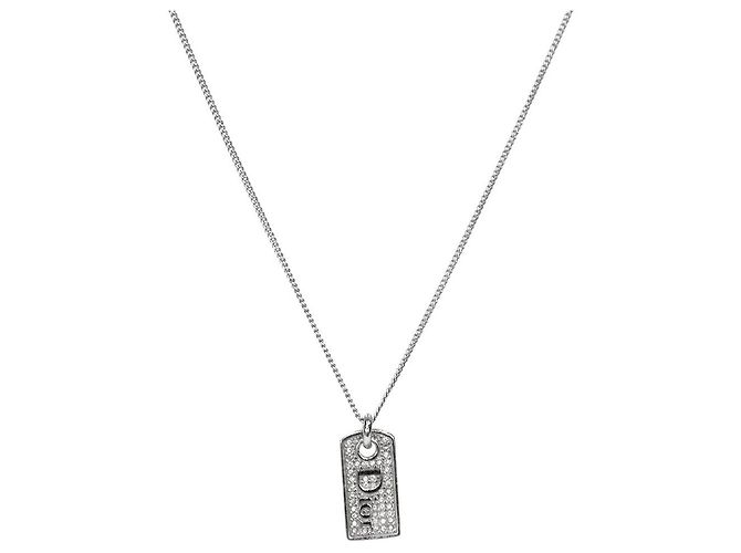 Dior Collar de plata con placa cúbica