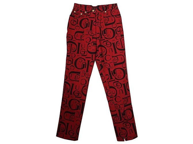Gucci Pantalones vaqueros con logo rojo Roja