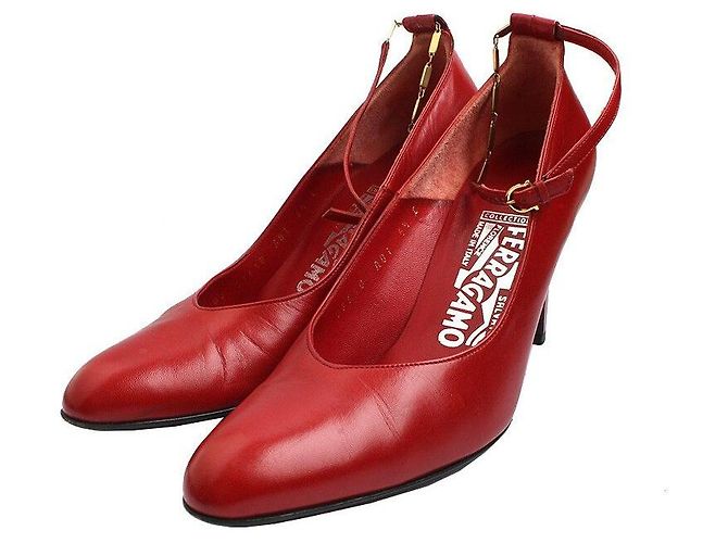 Salvatore Ferragamo Red Strap Pumps
