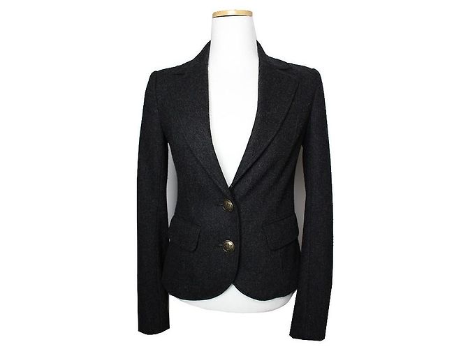 Burberry Blue Label Charcoal Gray Wool Blend Short Jacket