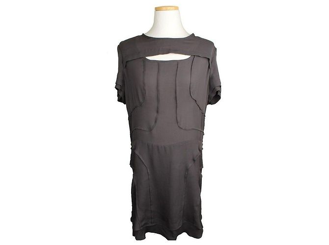 Isabel Marant Graues Seidenkleid mit Schnitt Braun
