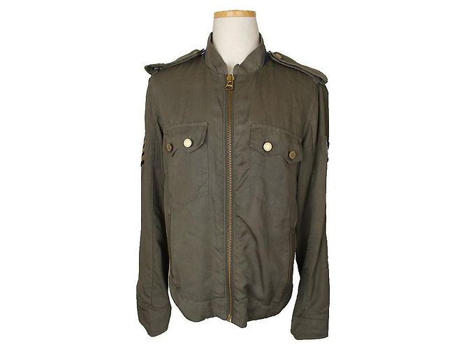 Zadig & Voltaire Khaki Skull Embroidered Epaulet Jacket Brown
