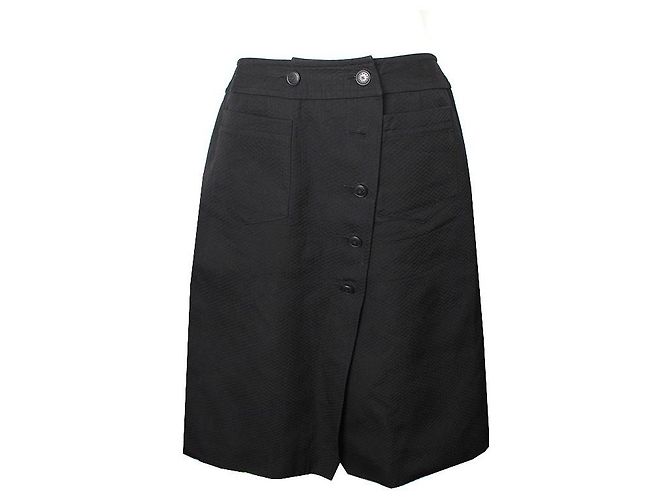 Chanel Saia assimétrica de algodão preta Preto