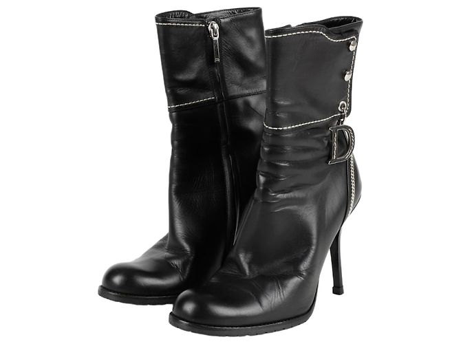 Dior Dekorative Knöchelstiefel mit Absatz Größe CD Schwarz