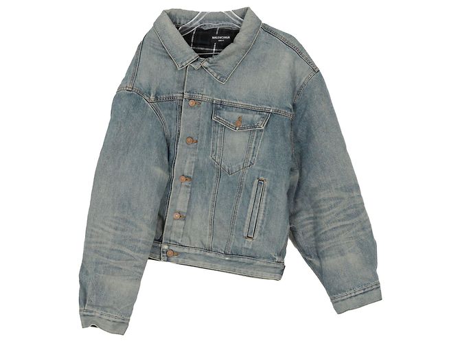 Balenciaga Asymmetric Denim Jacket Blue