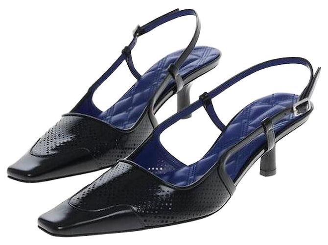 Burberry Leather Chisel Slingback Pumps Black