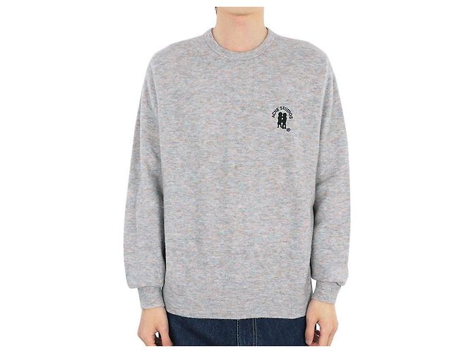 Acne Men's Logo Pullover Alpaca Knit (Light Gray) DHH Brown