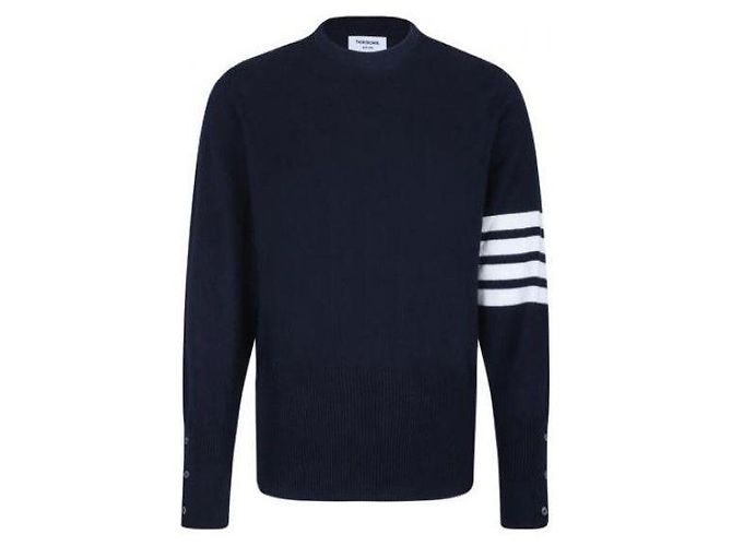 Thom Browne Klassischer Cashmere-Pullover Blau 