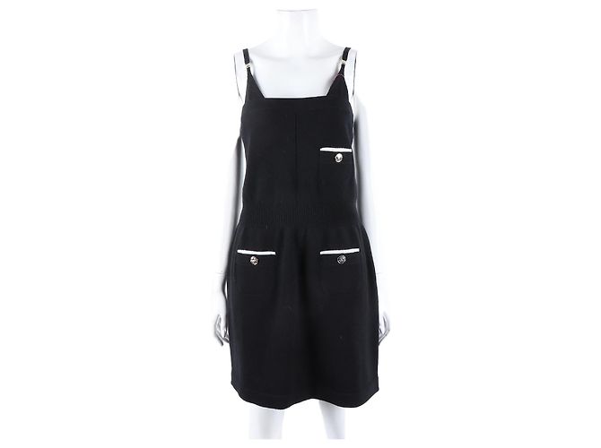 Ärmelloses Strickkleid von Chanel Schwarz