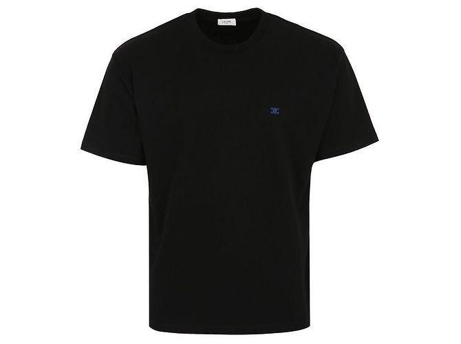 Céline Camiseta de jersey de algodón bordada Negro