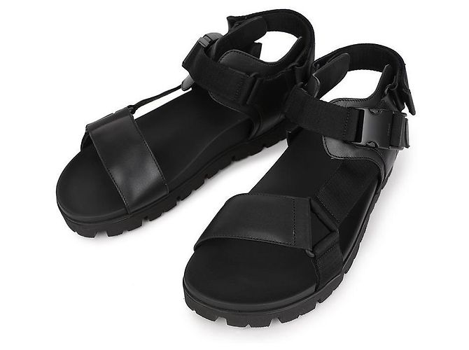 Prada Nylon Buckle Strap Sandals Black