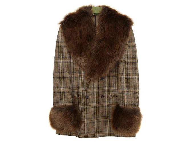 Gucci Kunstpelzjacke Größe Braun