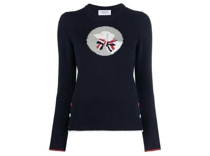 Thom Browne Klassischer Hector Pullover Blau 