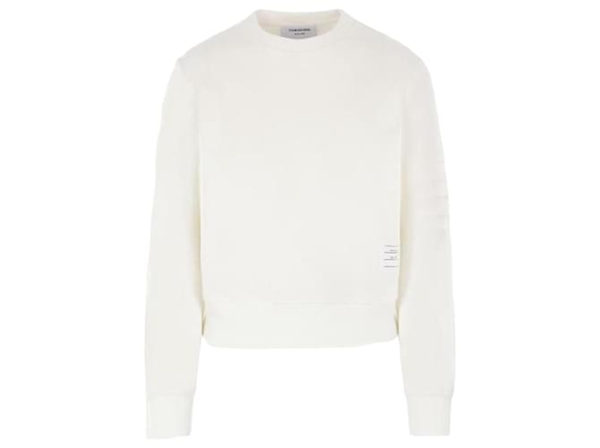 Thom Browne Gestreifter Reverse Loopback Sweatshirt Weiß 