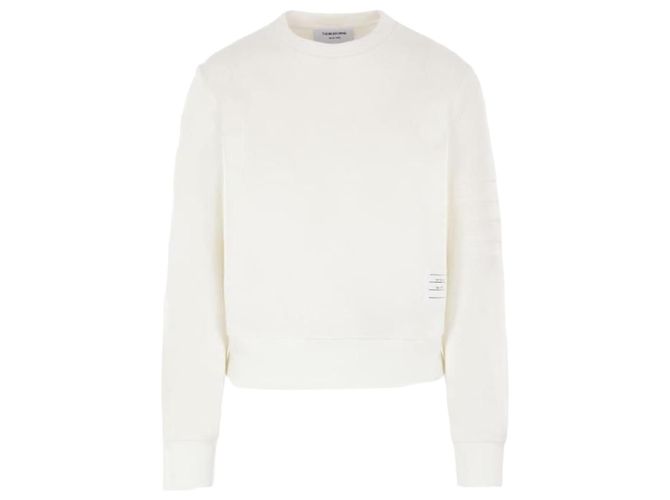 Thom Browne Stripe Reverse Loopback Sweatshirt White