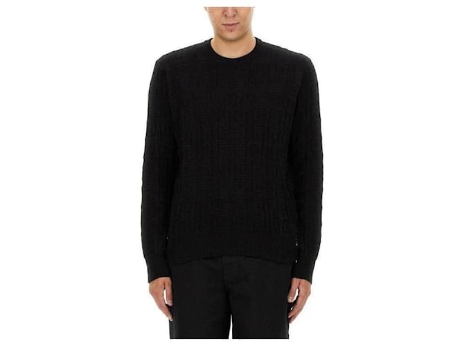 Givenchy Muster Baumwollpullover Schwarz 
