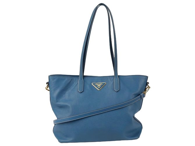 Prada Saffiano Tote Shoulder Bag Blue