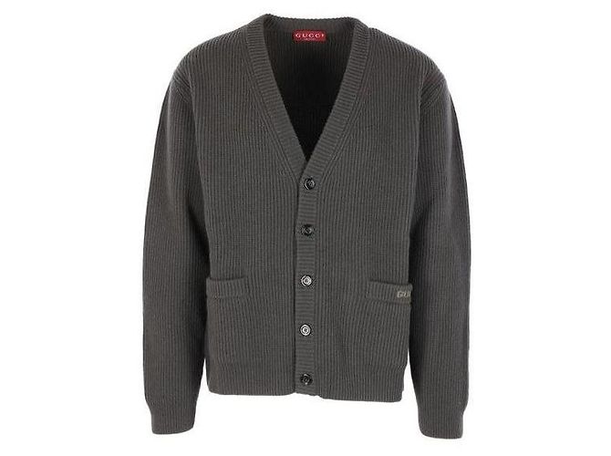 Gucci Rippstrick-Cardigan aus Wolle und Kaschmir Grün