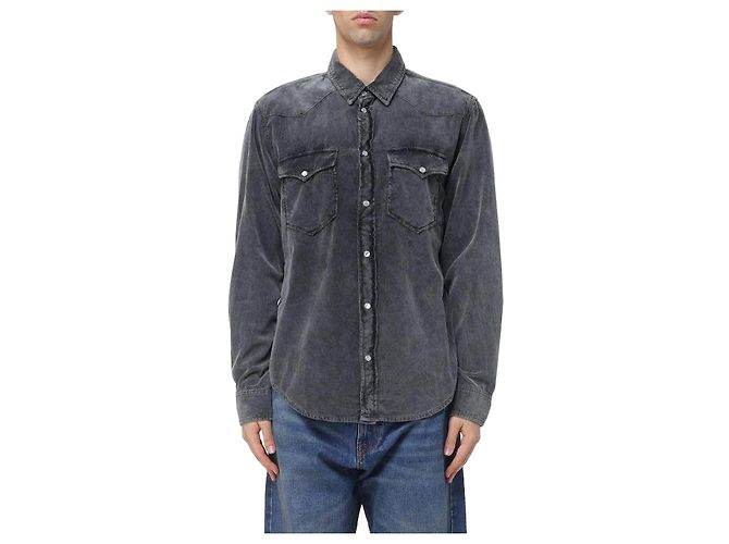 Isabel Marant Camisa Western de veludo cotelê Preto