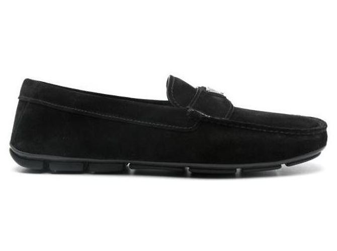 Prada Mocassini da guida in scamosciato Nero