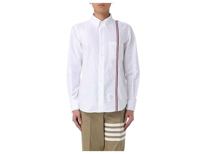 Thom Browne Gestreiftes Hemd Weiß 