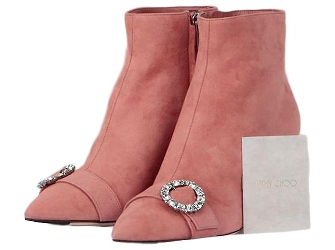 Jimmy Choo Size Hangover Suede Ankle Boots Pink