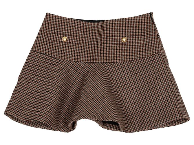 Céline Houndstooth Check Mini Skirt Size Brown
